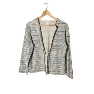 Chico's Sweater Women's Size Large Cardigan Off White Striped